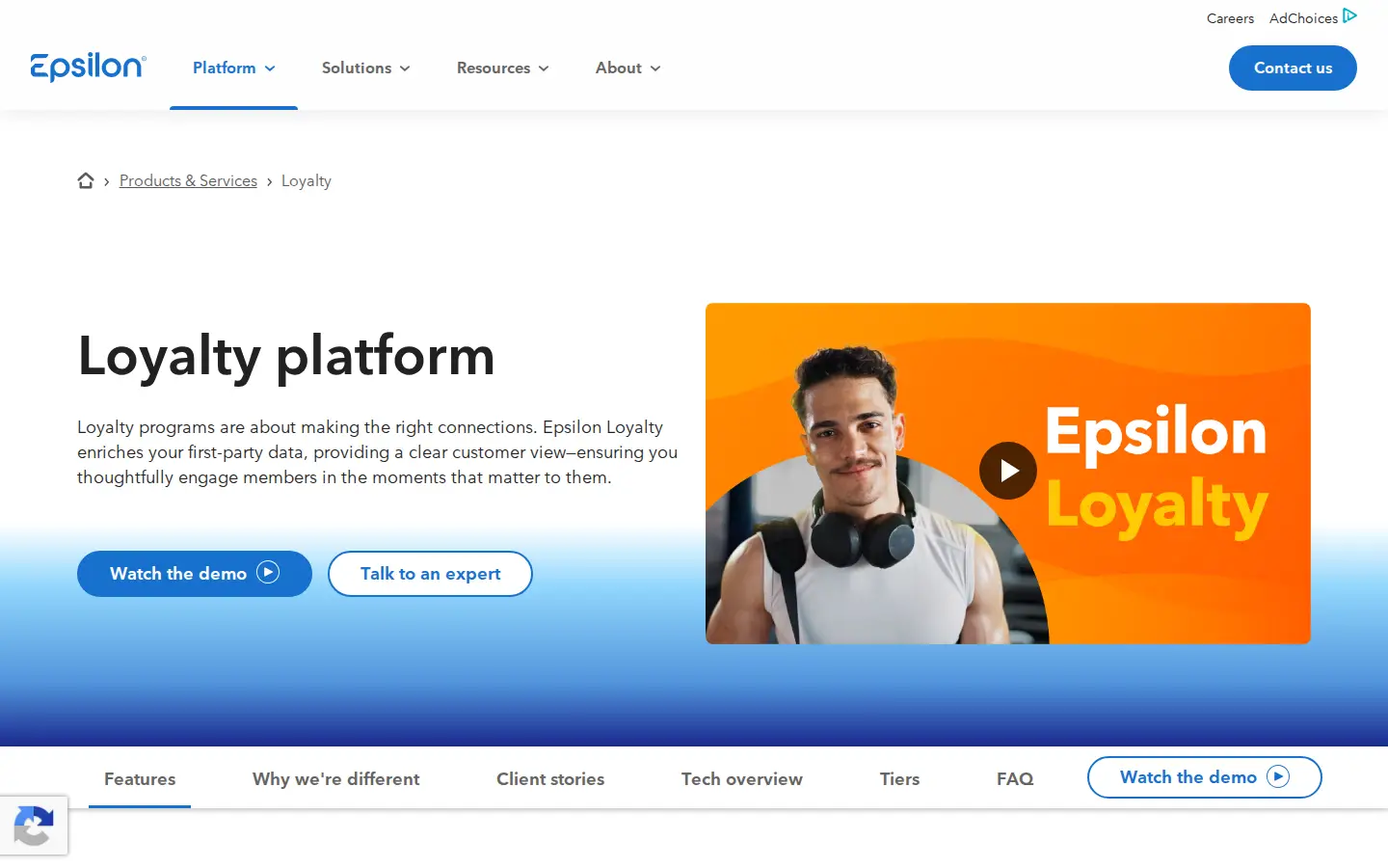 Epsilon loyalty platform page