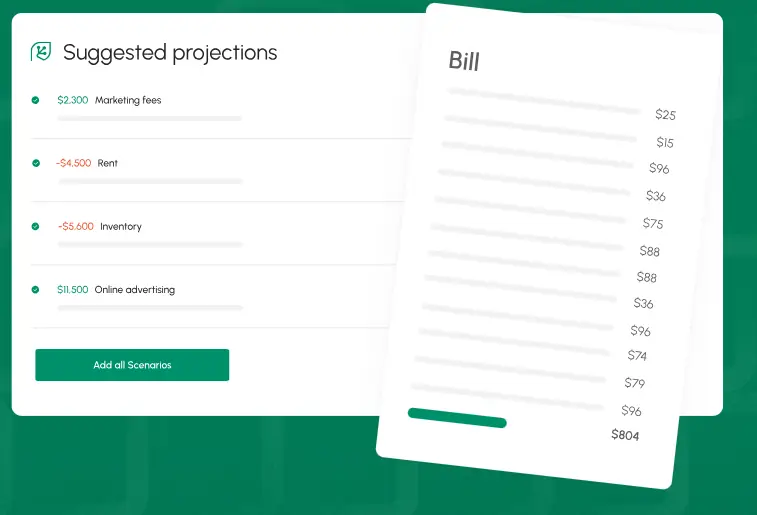 Suggested projections via Cashflow Frog